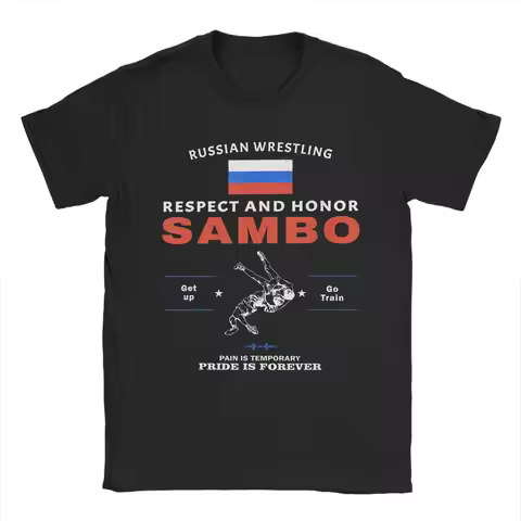 Sambo Dagestan Wrestling Russian Flag T-Shirt Summer 100 Cotton T Shirts For Men Pattern Tshirt Shor
