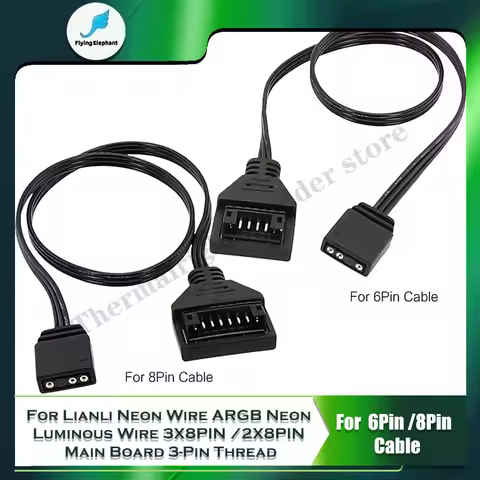 Motherboard 5V ARGB AURA SYNC Cable For Lian Li Strimer Plus V1 V2 Series Cable, 8Pin or 6Pin Option