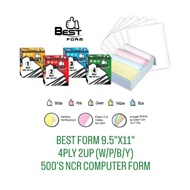 (1BOX) BEST FORM 9.5"X11" 4PLY 2UP [W/P/B/Y] 500'S NCR Computer Form | 电脑纸 X 1BOX