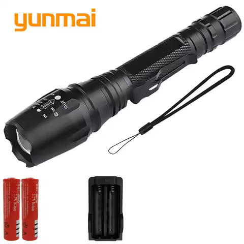Led Flashlight Zoomable Aluminum 8000 Lumen 2* 18650 Rechargeable Battery Torch Waterproof Outdoor f