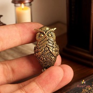 [AuraYuer] 1Pcs Bookshelf Decoration Vintage Brass Owl Statue Ear Covering Animal Sculpture Desktop 