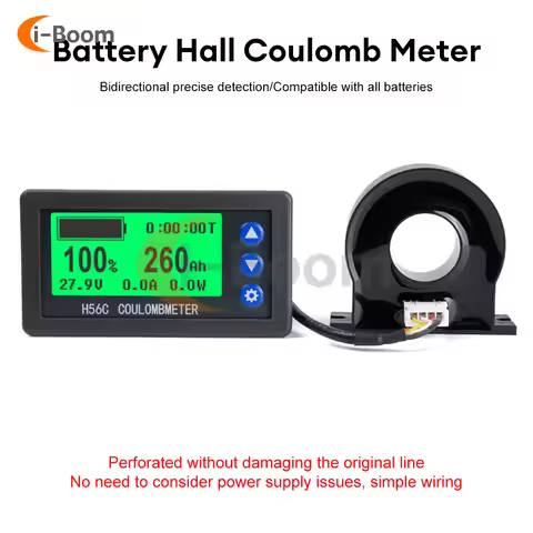 DC 9V-100V Battery Monitor Capacity Display Hall Sensor Coulomb Tester Voltmeter Ammeter Battery Cap