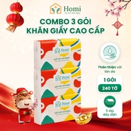 [COMBO 3 PACK OF 240 SHEETS] 3 Packs of HOMI Multi-Purpose Tissue Paper 240 Sheets 5 Layers Soft, Sa