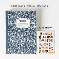 Vở kẻ ngang 200 trang 140 300 500 trang ruột dot grid bìa bồi cứng tặng kèm sticker Crabit Compositi