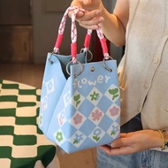 Fresh Flower Bucket Bag Korean Version Knitted ins Cute Tote Outing Large-Capacity All-Match Bag Tot