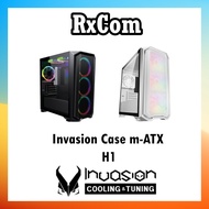 INVASION H-1 MICRO ATX TEMPERED GLASS CASE WITH 4 ARGB FAN ( BLACK / WHITE )