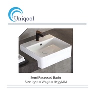 Rectangular 510MM Semi Recessed Ceramic Basin (Basin Only)