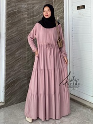 Homey Dress Daily Kayla Rayon Premium | Gamis Rayon susun | Dress Rayon Polos Serut Depan | Dress Da