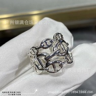 Pair Ring Pig Nose Female Sterling Silver Geometric Index Finger 925 Three Ring Oval Ring Couple Ope