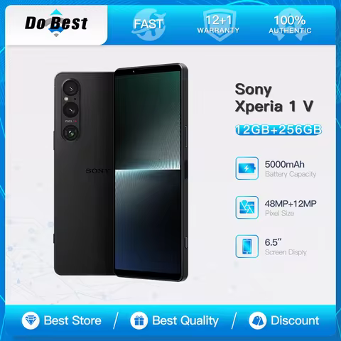 Sony Xperia 1 V 5G Mobile Phone 256GB ROM 6.5" OLED Snapdragon 8Gen2 Octa-Core 12GB RAM 256/512GB RO