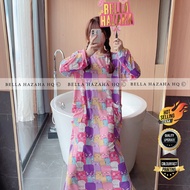 (BELLA HAZAHA) KAFTAN DRESS LENGAN PANJANG,KUALITI UPGRADED,BAJU TIDUR PEREMPUAN,TIDAK LUNTUR WARNA