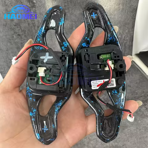 Blue and red carbon fiber forged shift paddles for Audi A43 A4 B9 S4 RS4 A5 S5 RS5 A6 S6 A7 A8 S8 Q3