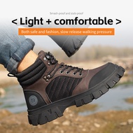 Ready Stock Safety Shoes Safety Boots Men's Steel Toe Shoes Kevlar Anti-puncture Safety Protection High-top Shoes Anti-smashing Steel Toe Shoes Anti-slip Wear-resistant Steel Toe S