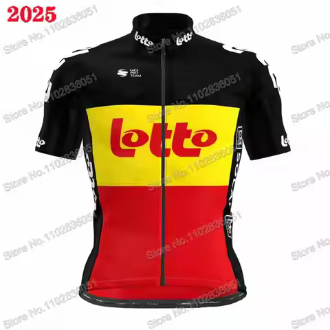 Lotto Team Belgium 2025 Cycling Jersey Short Sleeve Summer TDF Clothing Road Bike Shirts Bicycle Top