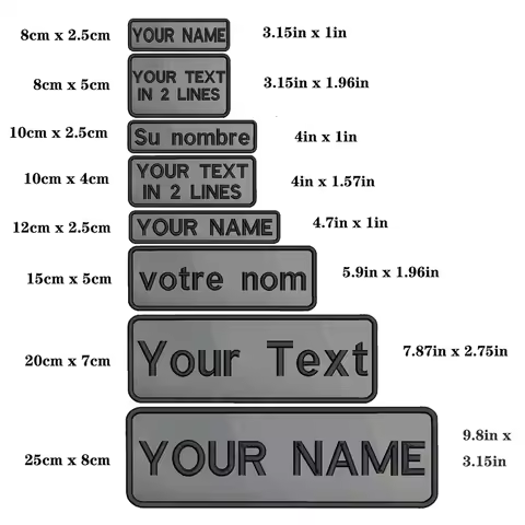 1PC Custom Name Patch Stripes Badge Iron On Or Hook Loop 10x2.5cm 8X2.5cm,12x2.5cm,8x5cm,10x4cm,15x5