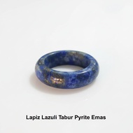 Genuine Lapis Lazuli Ring natural | Gold Pyrite Lazuli Stone Donut Ring
