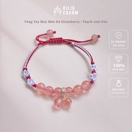 Vòng tay đá năng lượng thạch anh dâu tây thu hút tình duyên sáng tạo dành cho nữ tự điều chỉnh size