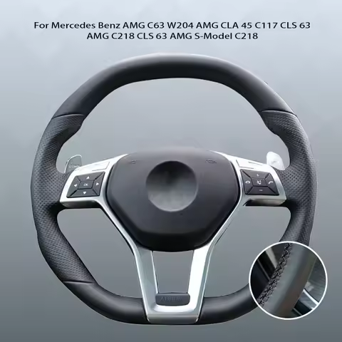 Custom DIY Car Steering Wheel Cover For Mercedes Benz AMG C63 W204 AMG CLA 45 C117 CLS 63 AMG C218 C