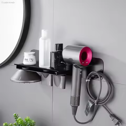 Hair Dryer Holder Black Space Aluminum Bathroom Organizing Rack for Dyson Hair Dryer Shelf Supersoni