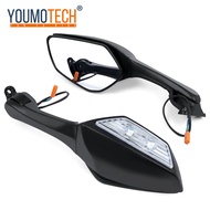 <EX SHOP> กระจกกระจกมองหลังรถจักรยานยนต์มีไฟสัญญาณไฟเลี้ยว LED สำหรับ Kawasaki Ninja ZX-10R ZX10R ZX