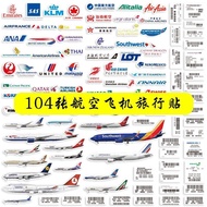 104 Pieces Unique Aviation Airplane Logo Suitcase Suitcase Strip Check-In Decorative Stickers Laptop