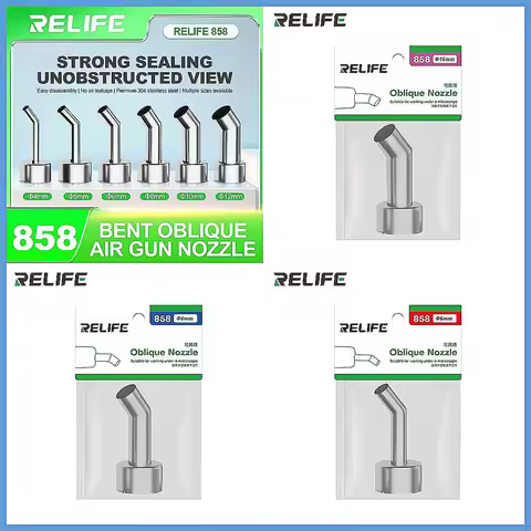 Heat Gun Nozzle 45° Angled, 4-12mm Tips for 857DW+/706W+/850 Series, Durable Accessory