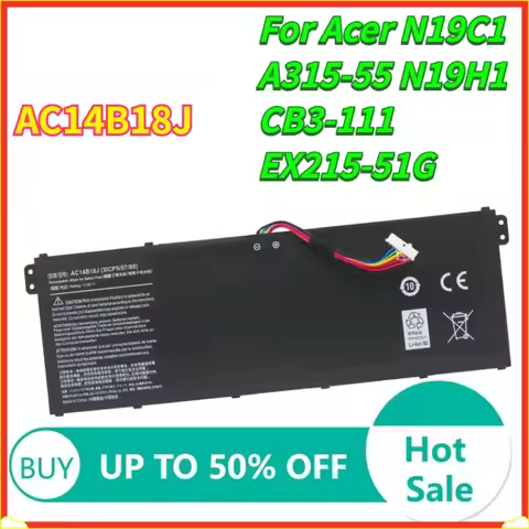 11.1V AC14B18J Laptop Battery For Acer N19C1 A315-55 N19H1 CB3-111 EX215-51G AC14B18J