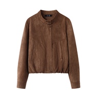 เสื้อแจ็คเก็ตผู้หญิง Etam Suede ทรงสั้น ฤดูใบไม้ร่วง 2025 ใหม่ เสื้อคลุมกันหนาวสไตล์มินิมอลสุดเท่