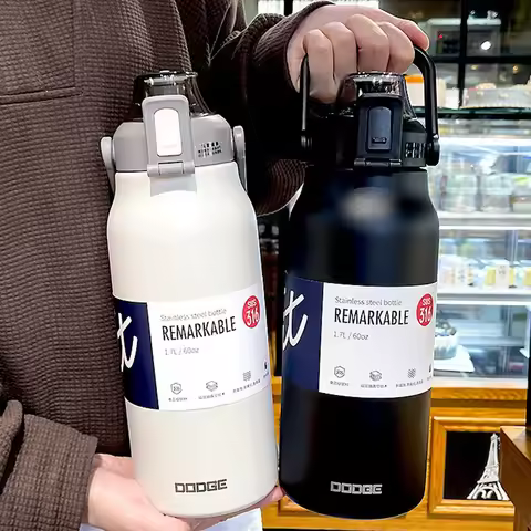 1300ML Large Capacity Thermal Water Bottle With Straw Stainless Steel Thermos Bottle Cold and Hot Wa