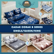 Fitted BEDSHEET 4in1 Queen 2in1 Single Sarung Tilam Pillow Bolster Cadar Getah Keliling #CBSET1
