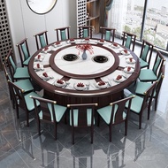 HY🍎Hotel Electric Dining Table Large round Table High-End Club Stone Plate Marble20Party Dining Table Chinese Commercial