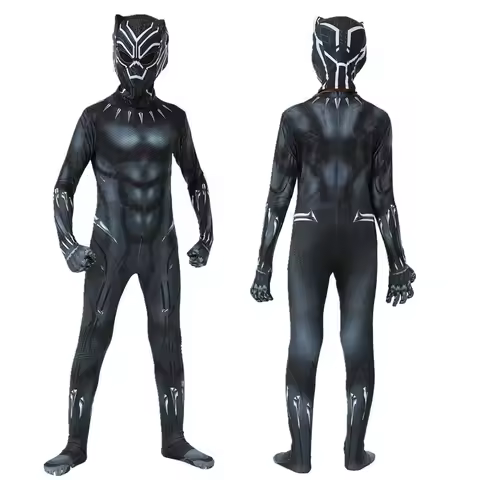 Anime Superhero Black Panther Men Adult Jumpsuits Panther Cosplay Halloween Costume Bodysuits Dress 