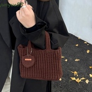 JUNYUE Cotton Thread Woven Bag, Crochet Solid Color Knitted Handbag, Retro With Small Purse Large Si