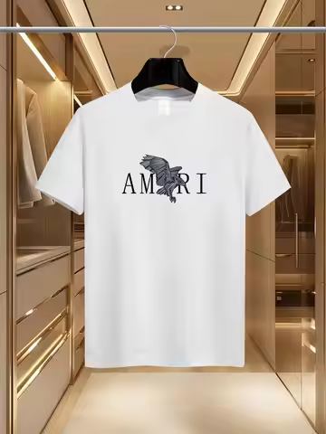2025 Summer Luxury fashion AMI brand printed T-shirts pure cotton round-neck casual and trendy Y2K h