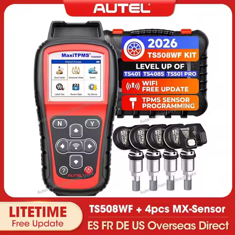 Autel MaxiTPMS TS508WF KIT TPMS Diagnostic Tool Via 4pcs Autel MX-sensors, OBD2 TPMS Relearn Tool Fr