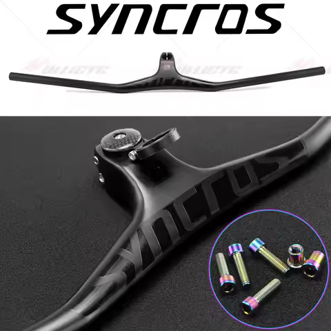 SYNCROS T800 Carbon Fiber Integrated Handlebars with Black Matte Mountain Bike Handlebars -17 Degree