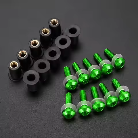 10PCS M5 Windscreen Windshield Bolts Screws Nut Fastener CNC For Kawasaki ZX6R ZX-6R ZX 6R ZX7R ZX9R