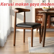 Modern Dining Chair Kerusi Makan Padded Leather Seat Ergonomic Backrest Wooden Frame Easy Installati
