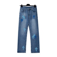 NEW imported 24 Cross-border Correct Version Chrome Hearts Cro Jeans Cross Washed Old Parquet Jeans 