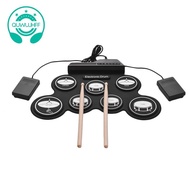 7 Pads Electric Drum Set ,Portable Roll Up Drum Practice Pad Drum Kit with Drum Pedals Drum Sticks, Gift for Kids Adults