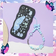 Black Wave Softcase Butterfly Motif + Strap [GH-02] For Samsung A05 A05S A14 A15 A25 A35 A55 A0