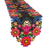 Simhomsen Embroidered Mexican Fiesta Cinco De Mayo Decorations Mexico Dia De Los Muertos Table Runne