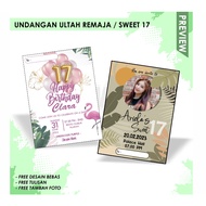 TEENAGE BIRTHDAY INVITATION SWEET SEVENTEEN/ 17/ BIRTHDAY CARD INVITATION CARD
