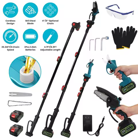 4-in-1 Pole Pruning Shears, Electric Pruning Shears & pole saws for tree trimming with 7 adjustable 