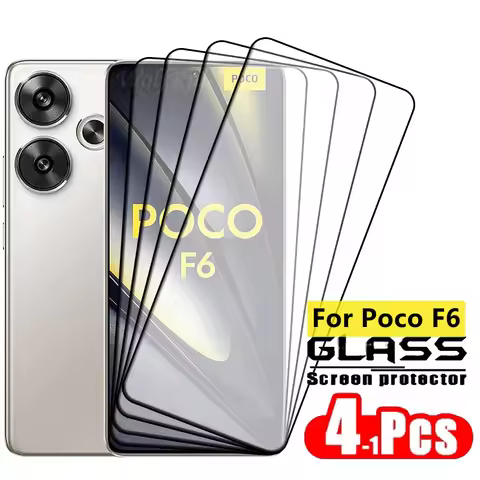 4pcs For Poco F6 Glass Poco F6 Tempered Glass Full Cover Glue Protective Film 9H HD Screen Protector