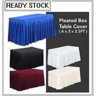6x3 FT Pleated Box Table Cover Skirting Meja Hotel Wedding Banquet Event Skirt Cloth Kain Top