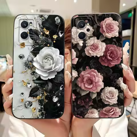 For Realme 9i 9 4G Beautiful Bow Rose Painting Phone Case For Realme9 9i RMX3491 RMX3521 Soft Silico