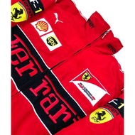 THY TOP★F1 เสื้อแจ็กเก็ตแขนยาว ผ้าฝ้าย ปักลาย Ferrari Team สีแดง แฟชั่นฤดูใบไม้ร่วง ฤดูหนาว สําหรับแข่งรถจักรยานยนต์ 13