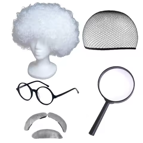 PESENAR Crazy Scientists Clothing Festival Crazy Scientists Wig Lab Coat Glasses Beard Party Role Pl