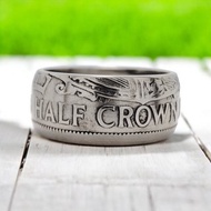 英國硬幣戒指半皇冠 1954-1970，英國男士硬幣戒指，硬幣戒指